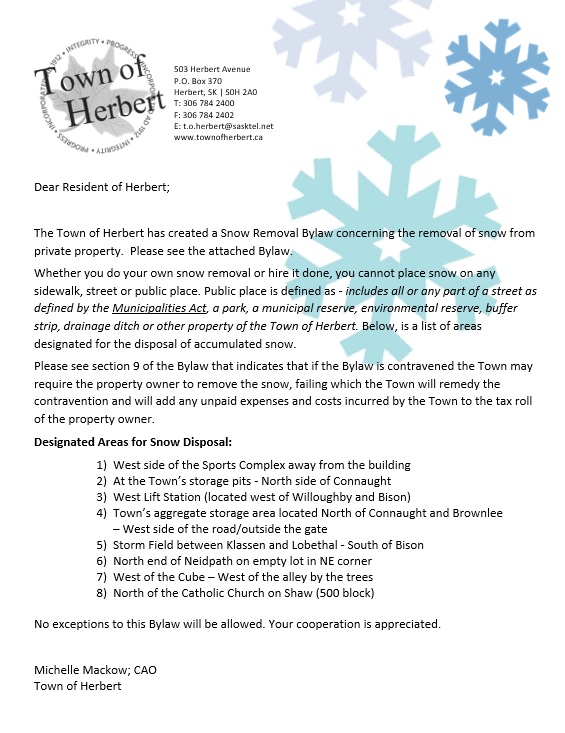 Snow Clearing Letter